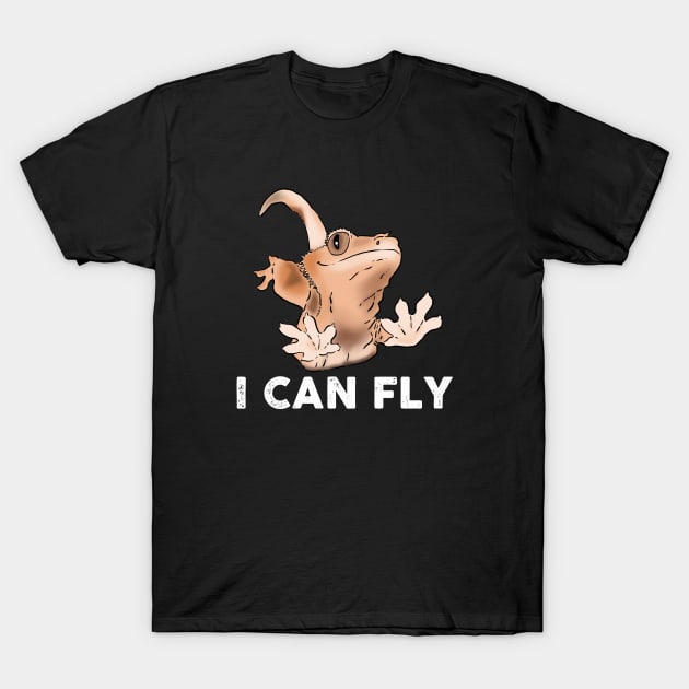 Funny Gecko, Crested Gecko, Flying Gecko T-Shirt by sockdogs